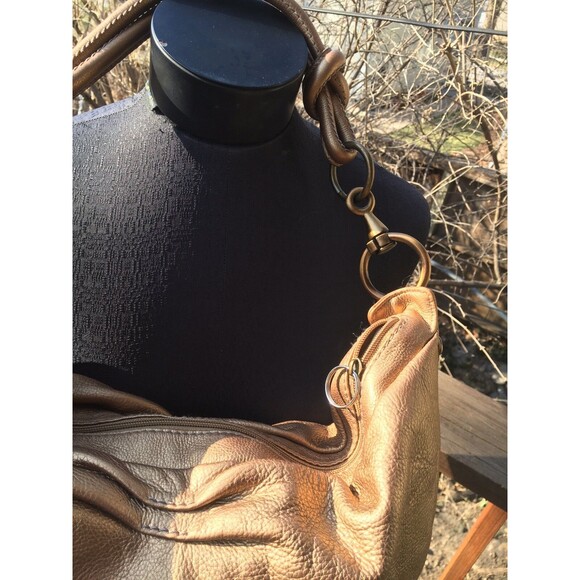 Fossil Genuine Leather Gold Pebbled Hobo Sling Shoulder Bag Purse Shoulder Bag - Picture 3 of 10